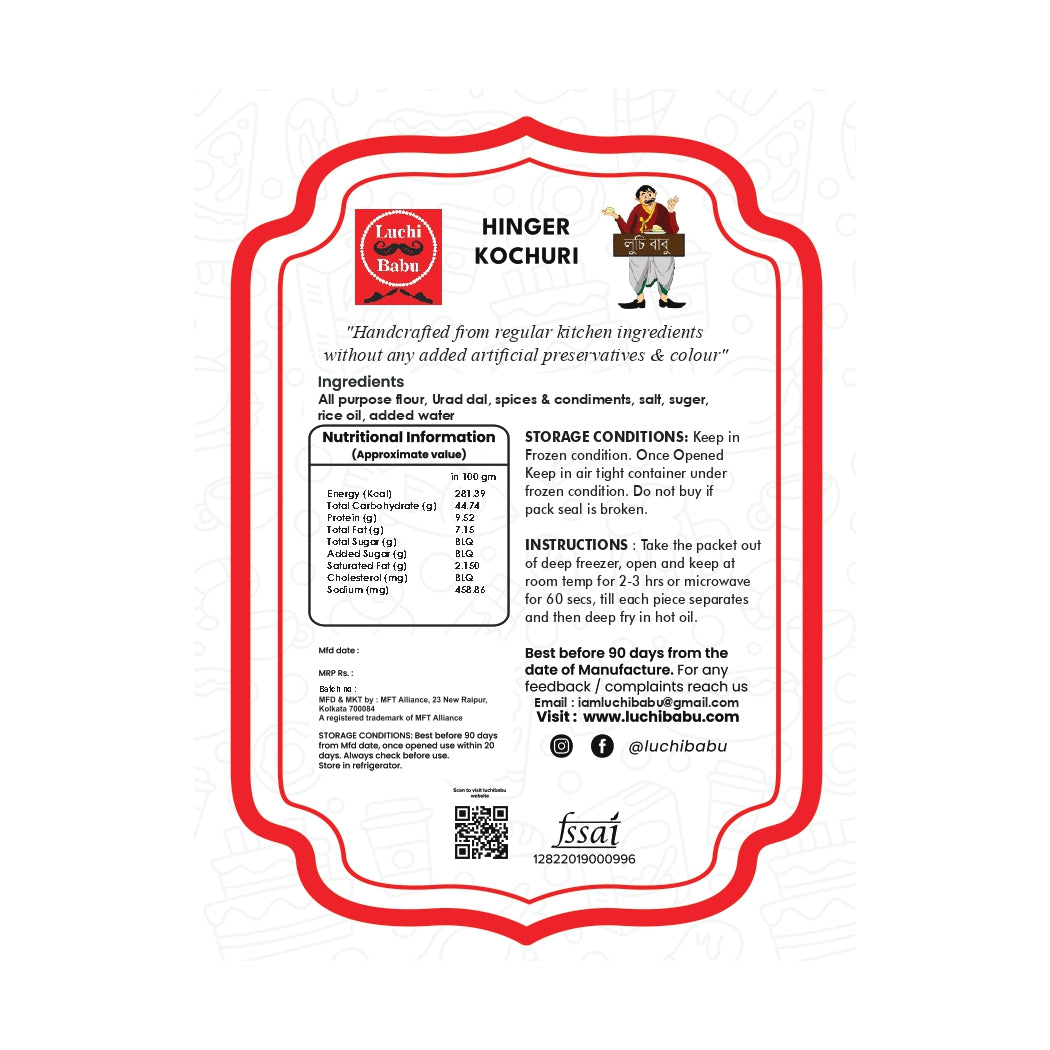 Ready to Fry Hing Kochuri(10pcs) With Ready to Cook Dum Masala (250 gms)