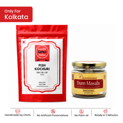 Ready to Fry Fish Kochuri(10pcs) With Ready to Cook Dum Masala (250 gms)