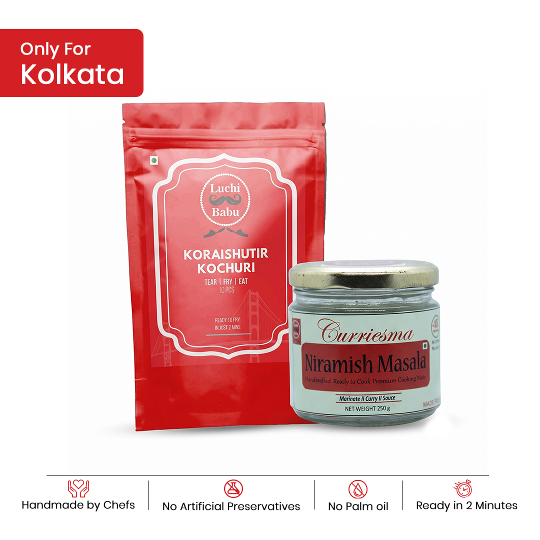 Ready to Fry Koraishutir Kochuri  (10pcs) With Ready to Cook Niramish Masala (250 gms)