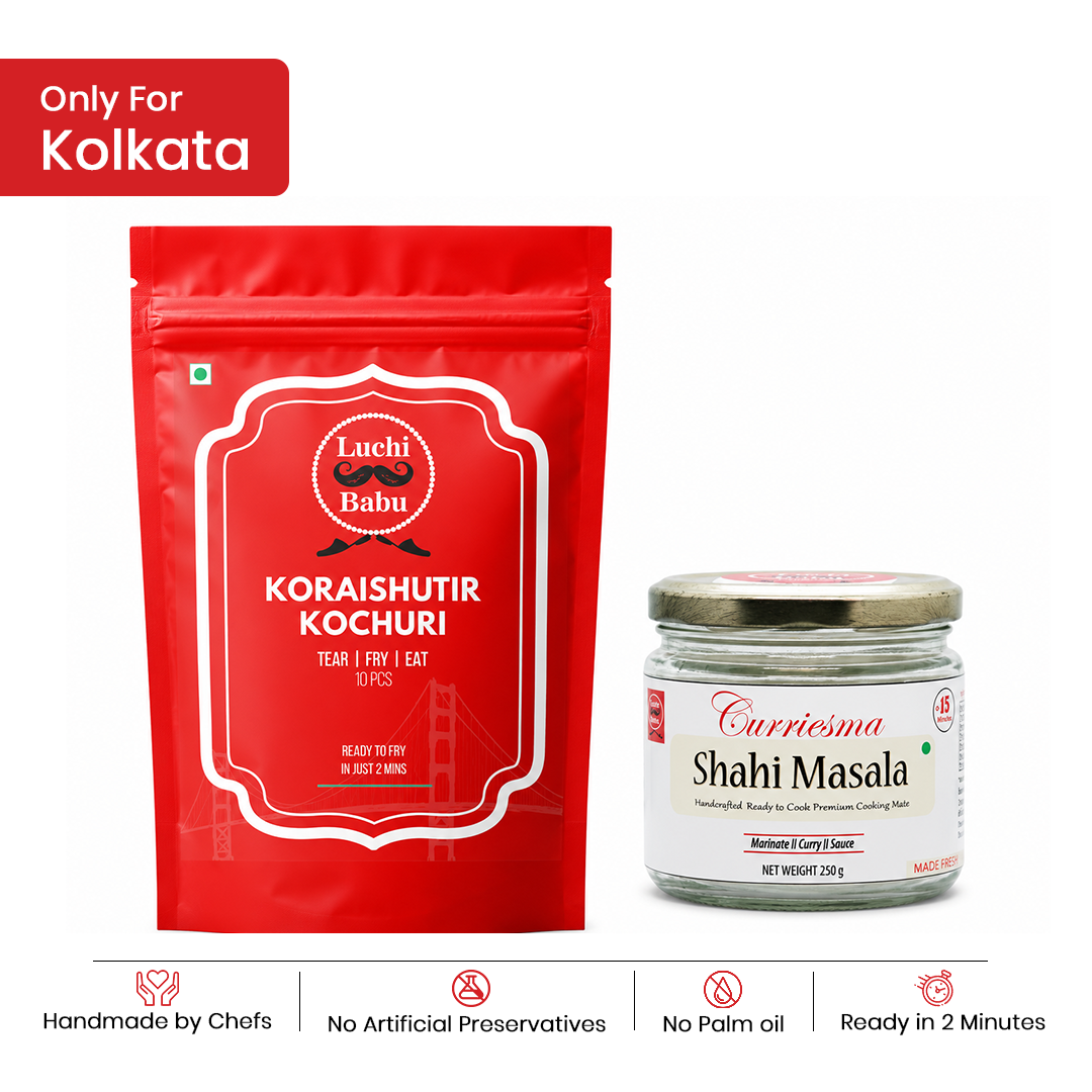 Ready to Fry Koraishutir Kochuri (10pcs) With Ready to Cook Shahi Masala (250 gms)