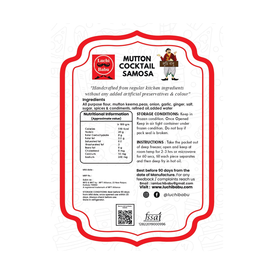 Ready to Fry Mutton Cocktail Samosa (15 pcs) With Darjeeling Muscatel Second Flush (Desteanation ) (100g)