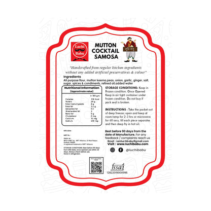 Ready to Fry Mutton Cocktail Samosa (15 pcs) With Darjeeling Muscatel Second Flush (Desteanation ) (100g)